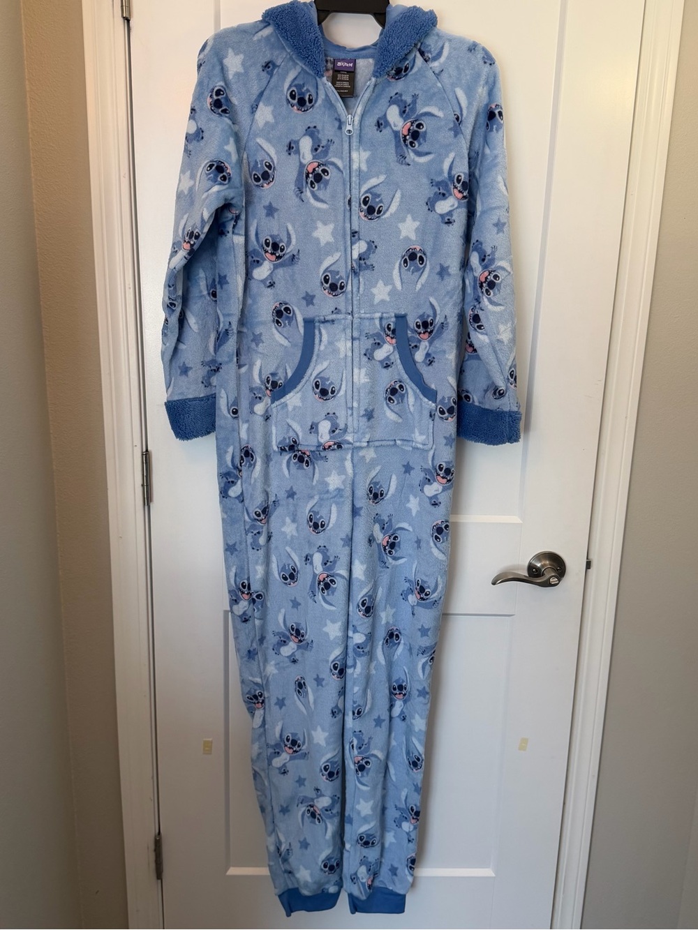 Disney Stitch blue women’s Fleece one piece Pajamas size S or XL NWT